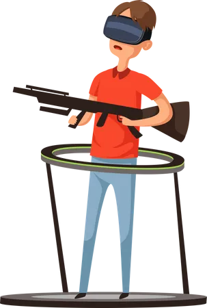 Boy Playing Virtual Reality Gaming  Illustration