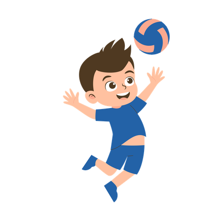 Boy Playing Volley  Illustration