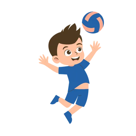 Boy Playing Volley  Illustration