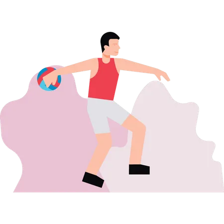 Boy playing volleyball  Illustration