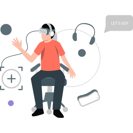 Boy playing vr game  Illustration