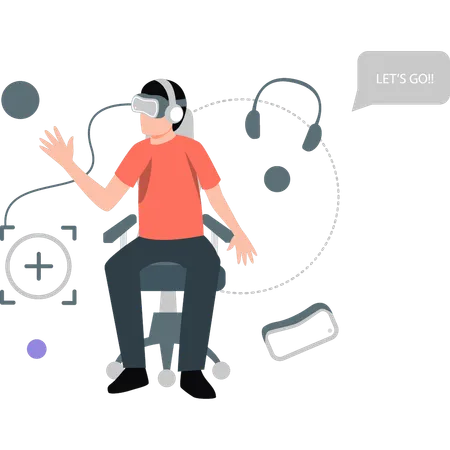 Boy playing vr game  Illustration