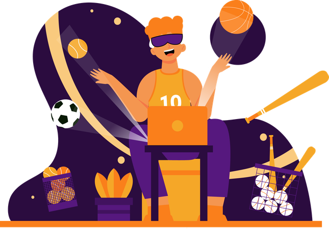 Boy playing vr game  Illustration