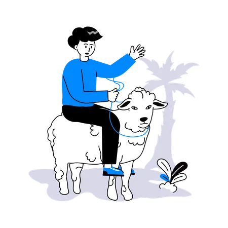 Boy playing with animal  Illustration