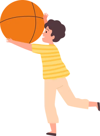 Boy playing with basketball Illustration