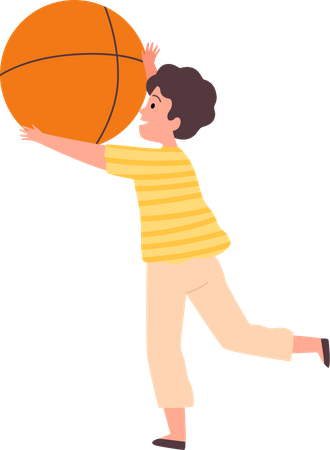 Boy playing with basketball  Illustration