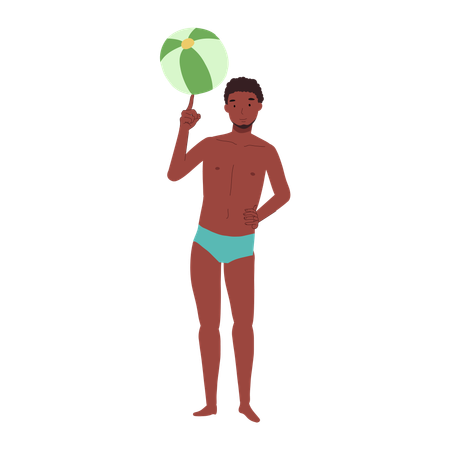 Boy Playing with Beachball  Illustration