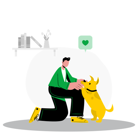 Boy playing with dog  Illustration