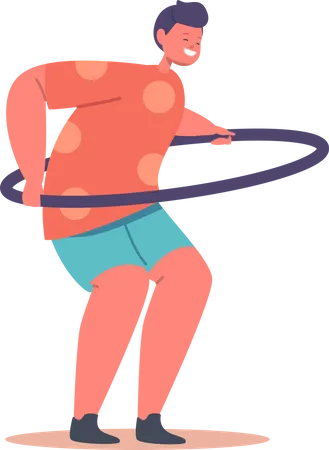 Boy playing with Hula Hoop  Illustration