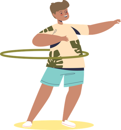 Boy playing with hula hoop Illustration