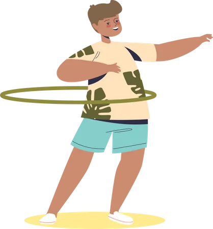 Boy playing with hula hoop Illustration