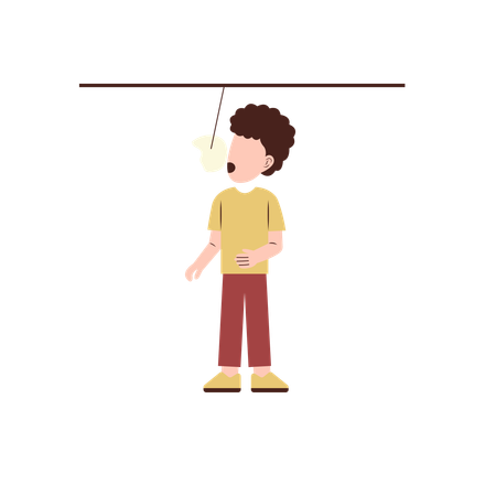 Boy playing with rod  Illustration