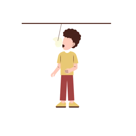 Boy playing with rod  Illustration
