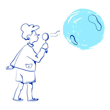 Boy playing with soap bubble Illustration