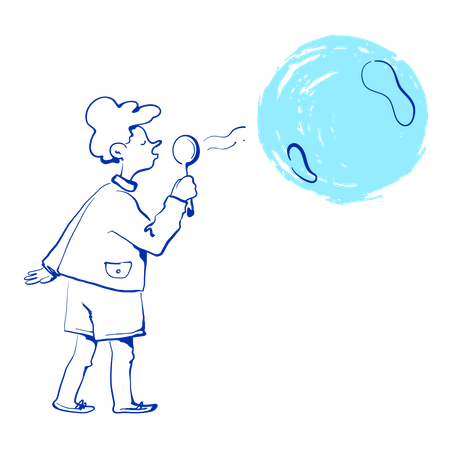 Boy playing with soap bubble  Illustration