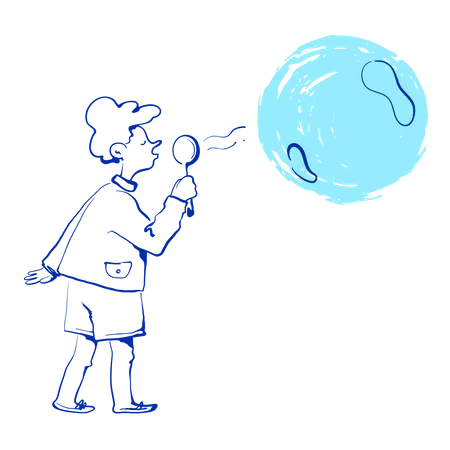 Boy playing with soap bubble  Illustration