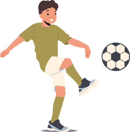 Boy Playing with Soccer Ball Illustration