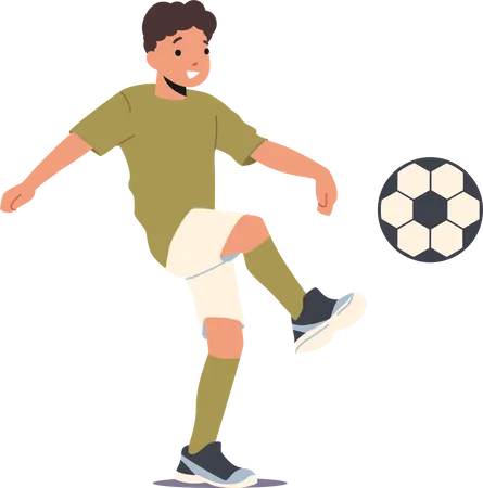 Boy Playing with Soccer Ball Illustration