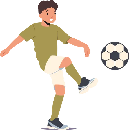 Boy Playing with Soccer Ball  Illustration