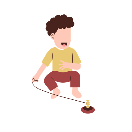 Boy playing with top  Illustration