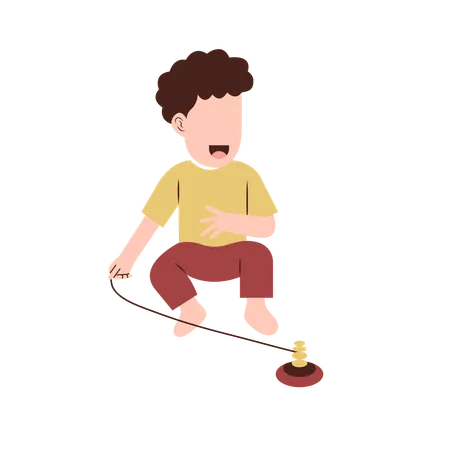 Boy playing with top  Illustration