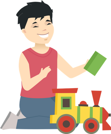 Boy playing with toy  Illustration