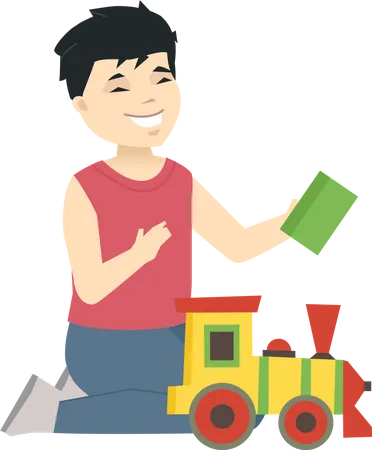 Boy playing with toy Illustration