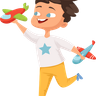 boy playing with toys illustration svg