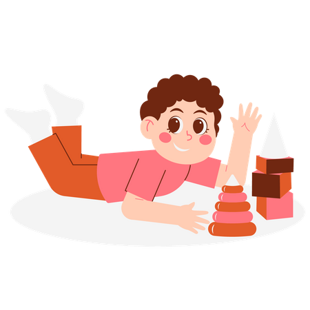 Boy Playing With Toy  Illustration