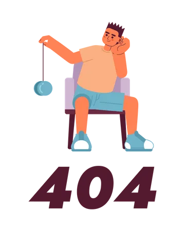 Boy Playing Yoyo Vector Empty State Illustration Editable 404 Not Found For UX UI Design Adolescent Boredom Isolated Flat Cartoon Character On White Error Flash Message For Website App Illustration