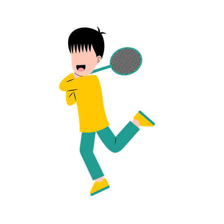 Boy plays badminton sport  Illustration
