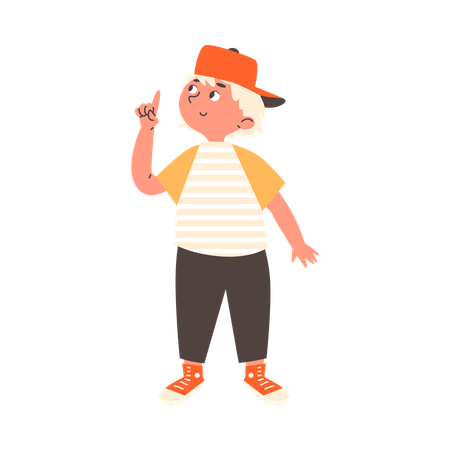 Boy point finger up to something  Illustration