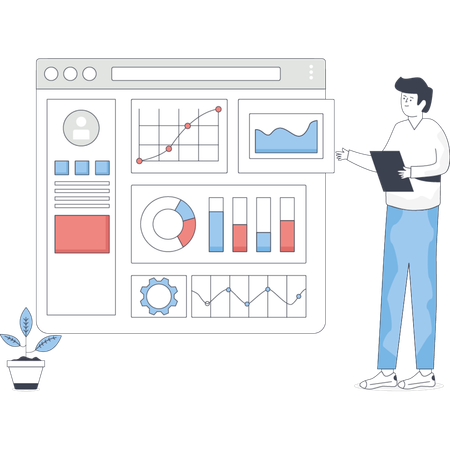 Boy  pointing admin control psnel  Illustration