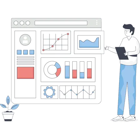 Boy  pointing admin control psnel  Illustration
