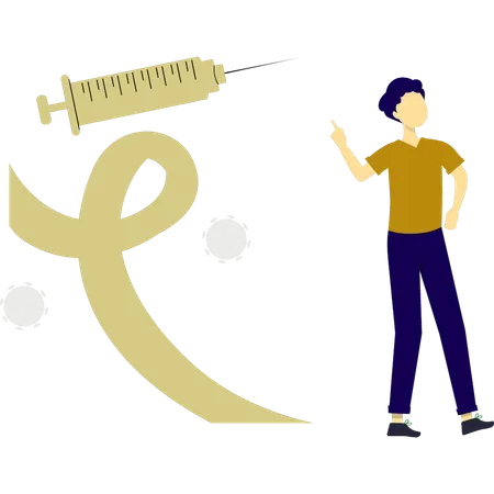 Boy pointing Aids vaccination day  Illustration