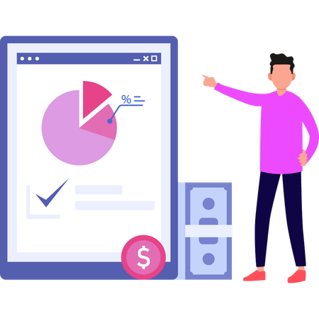 Boy pointing at business chart  Illustration