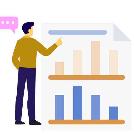 Boy pointing at business graph  Illustration