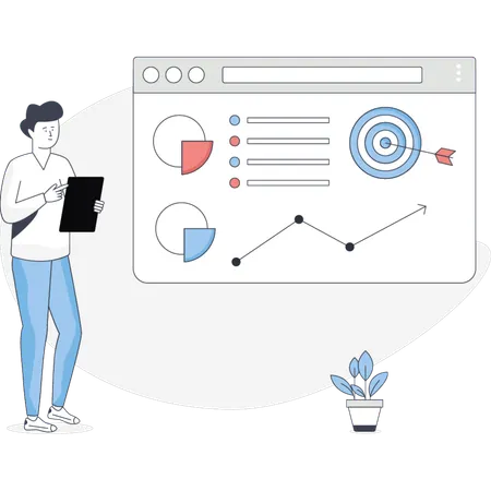 Boy Pointing Digital Marketing Target  Illustration