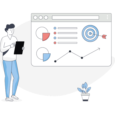 Boy Pointing Digital Marketing Target  Illustration