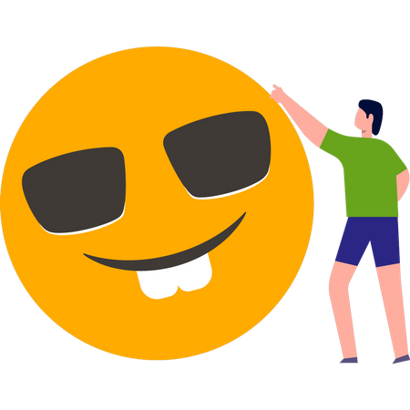 Boy pointing emoji  Illustration