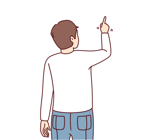 Boy pointing finger  Illustration