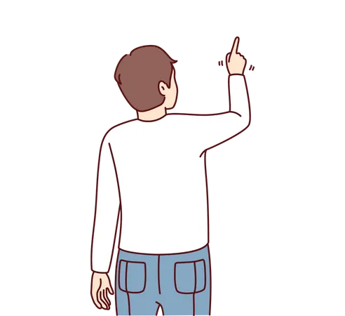 Boy pointing finger  Illustration