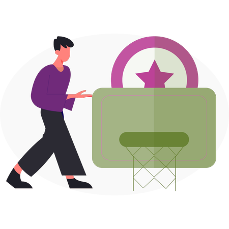 Boy  pointing football game  Illustration