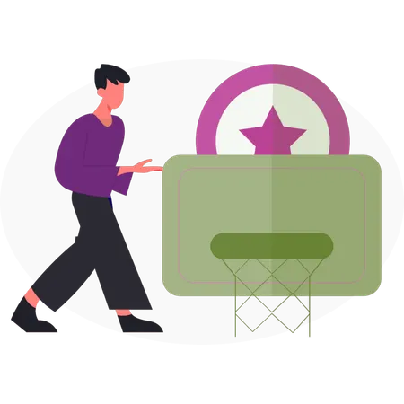 Boy  pointing football game  Illustration