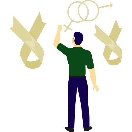 Boy pointing gender hiv  Illustration