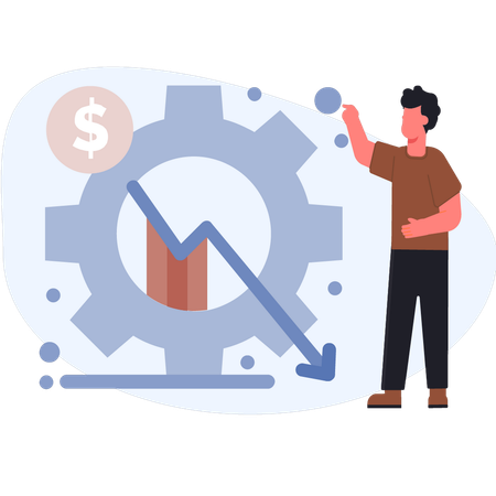 Boy pointing graph setting  Illustration