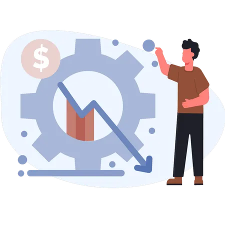 Boy pointing graph setting  Illustration