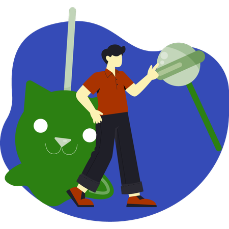 Boy pointing Halloween candy  Illustration