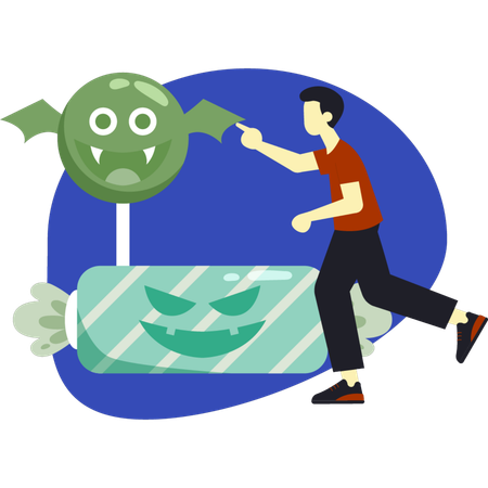 Boy pointing halloween sweet  Illustration