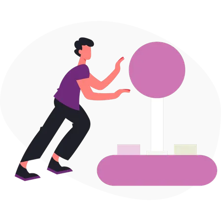 Boy  pointing joystick  Illustration